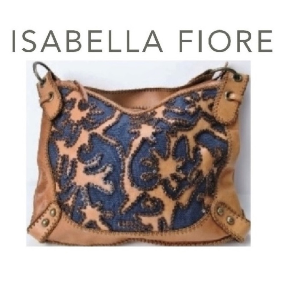 New Isabella Fiore Beaded Vachetta Hobo Bag